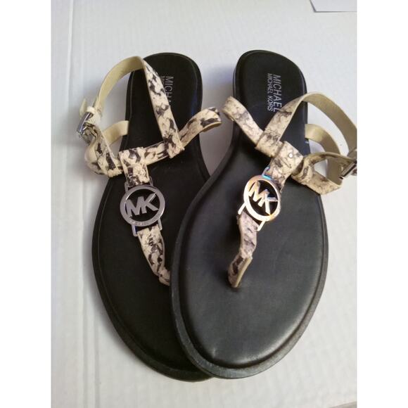 Michael Kors Women's Size 8 Brown Snakeskin Print Sandals .Summer, Beachy, - Picture 1 of 8